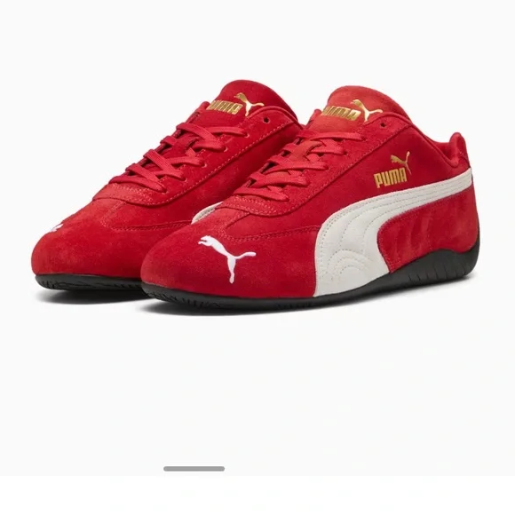 Puma Red and White Suede Speedcat Sneakers - Picture 3 of 10